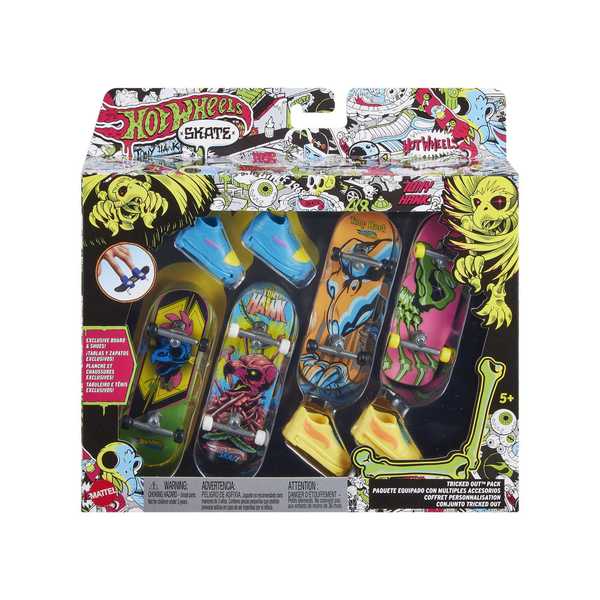Coffret de 4 planches de Finger Skate Fluo - Hot Wheels 