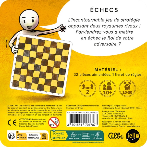 Échecs format voyage et magnétique