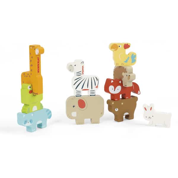 Jeu animaux empilables en bois