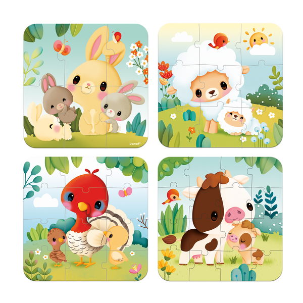 Coffret 4 puzzles d animaux de la ferme