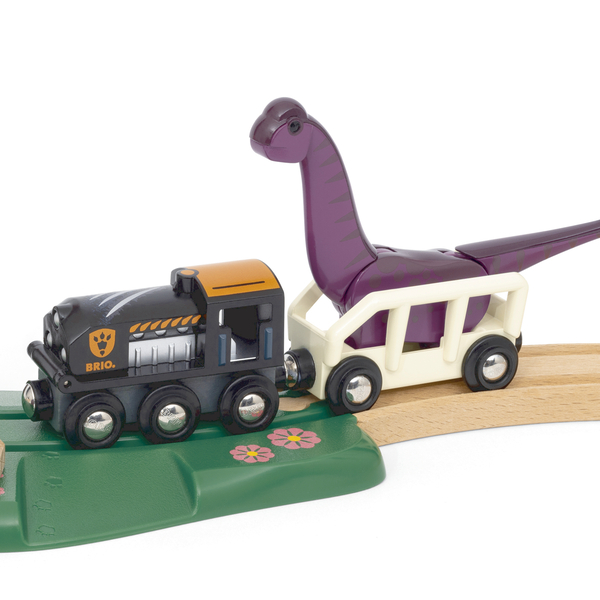 Coffret circuit de train en bois aventure dinosaures