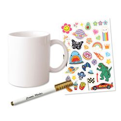 Mug à décorer en porcelaine avec stylo et stickers