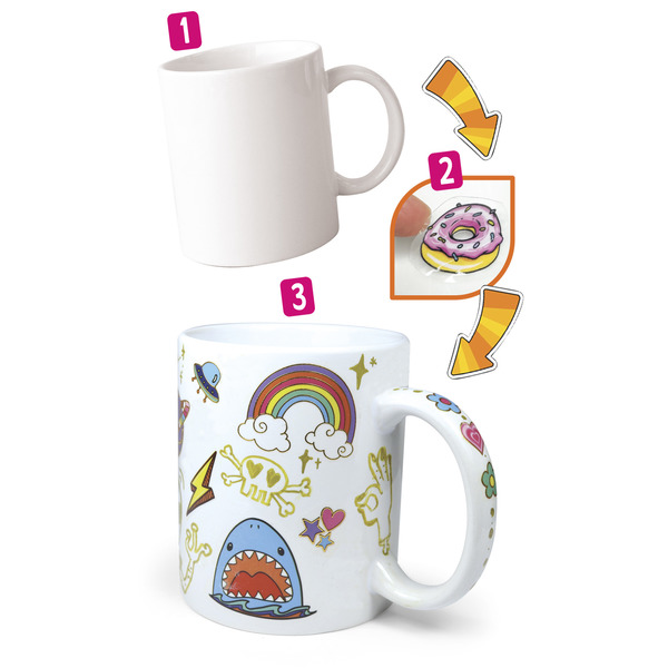 Mug à décorer en porcelaine avec stylo et stickers