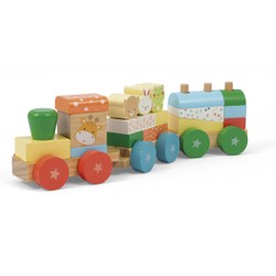 Petit train en bois animaux 2 wagons