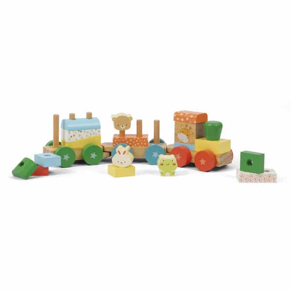 Petit train en bois animaux 2 wagons