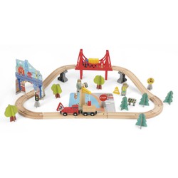 Coffret circuit de train en bois 60 pièces