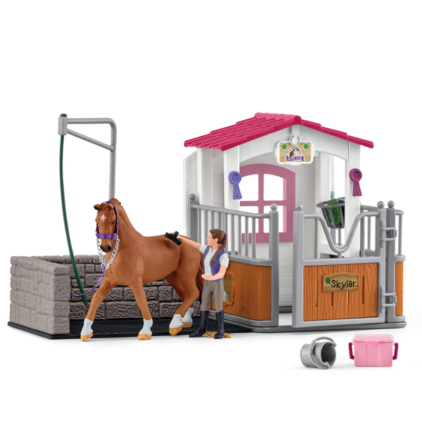 Box de lavage pour chevaux avec figurines