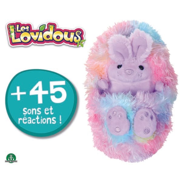 Peluche Lovidous interactive - Bo le lapin arc-en-ciel