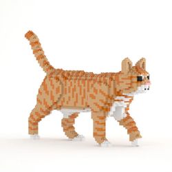 Jeu de construction Jekca - Chat tigré roux qui marche 2170 pcs