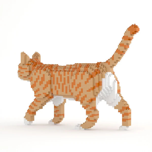 Jeu de construction Jekca - Chat tigré roux qui marche 2170 pcs
