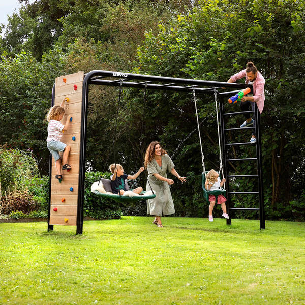 Portique PlayBase métal taille large avec balançoire bébé et nid