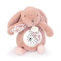Veilleuse musicale projection d'étoiles Lapin doudou rose