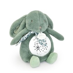 Veilleuse musicale projection d'étoiles Lapin doudou vert