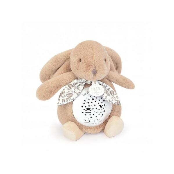 Veilleuse musicale projection d étoiles Lapin doudou beige