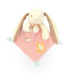Doudou hochet lapin ciboulette rose