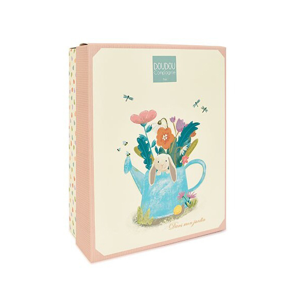 Doudou hochet lapin ciboulette rose