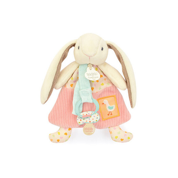 Doudou attache-sucette lapin ciboulette