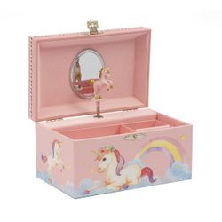 Boîte à bijoux musicale licorne rose 18 cm