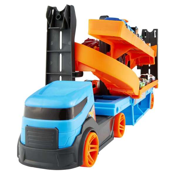 Camion transporteur Lift & Launch et 10 véhicules - Hot Wheels