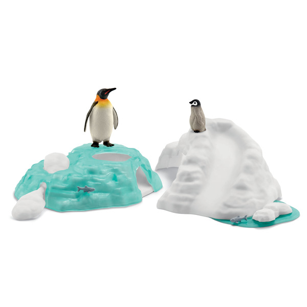 Coffret figurines pingouins famille sur la banquise