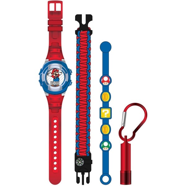 Coffret avec montre, bracelets et mini lampe Mario