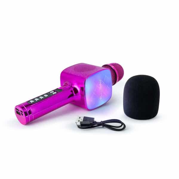 Micro karaoke rose avec effet lumineux