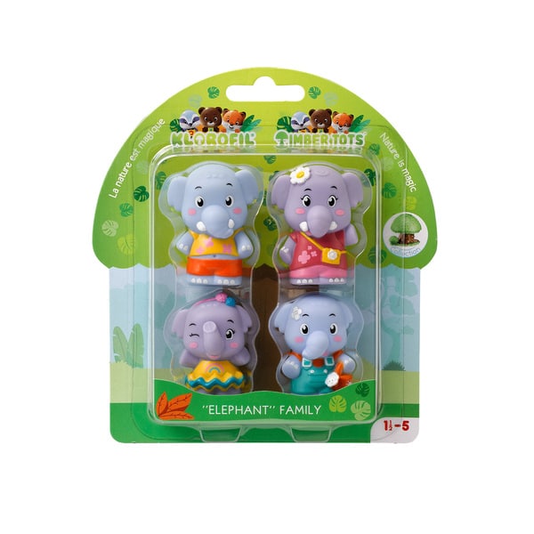 Lot de 4 figurines - Famille éléphant Klorofil