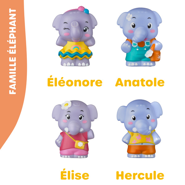 Lot de 4 figurines - Famille éléphant Klorofil