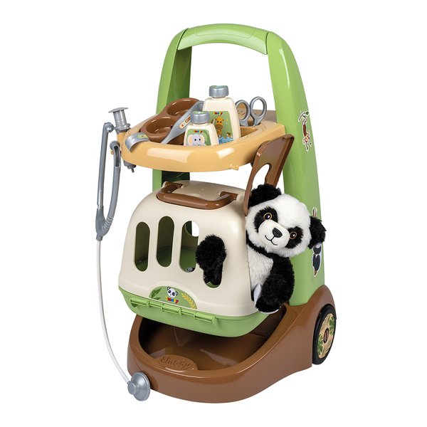 Chariot vétérinaire avec peluche panda