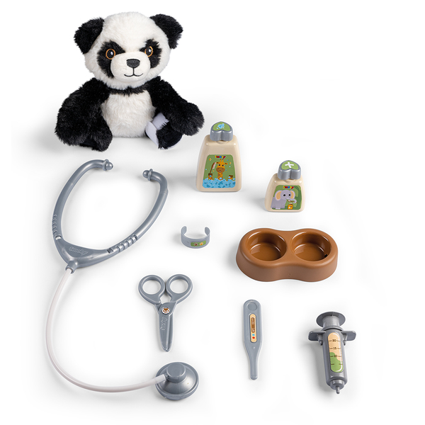 Chariot vétérinaire avec peluche panda