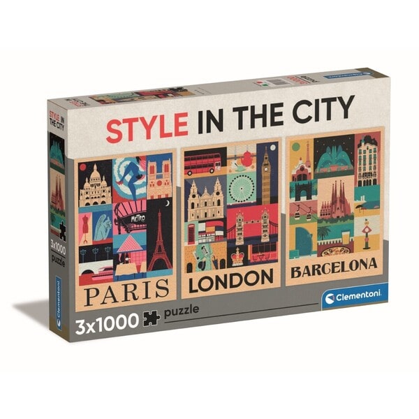 Coffret 3 puzzles 1000 pièces Style in the City