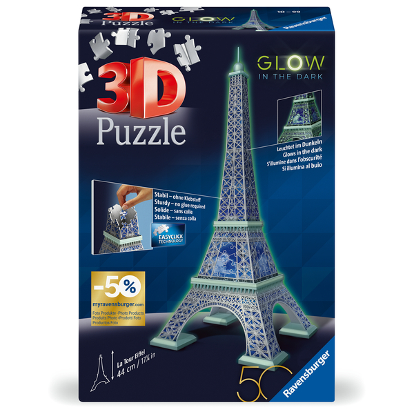 Puzzle 3D Tour Eiffel phosphorescente - 216 pièces