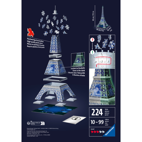 Puzzle 3D Tour Eiffel phosphorescente - 216 pièces