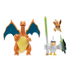 Pack de 3 figurines pokémon - Dracaufeu, Palarticho et Evoli