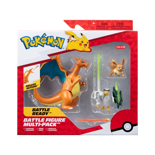 Pack de 3 figurines pokémon - Dracaufeu, Palarticho et Evoli