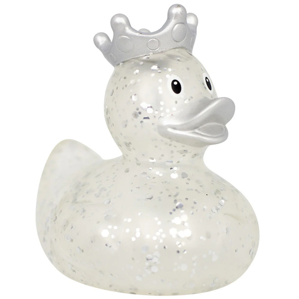 Canard De Bain Roi Pailleté Rose - Avec Porte-Clés En Caoutchouc, Couineur, Royal, Glamour Et Paillettes