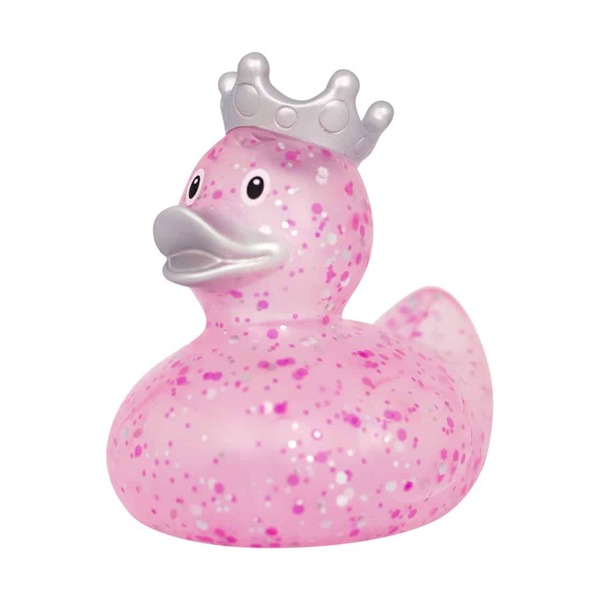 Canard de bain paillettes avec couronne rose