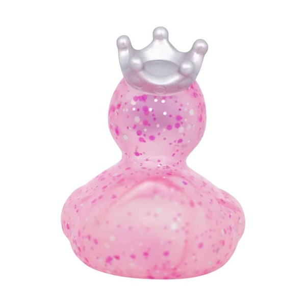 Canard de bain paillettes avec couronne rose