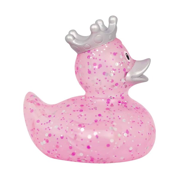 Canard de bain paillettes avec couronne rose