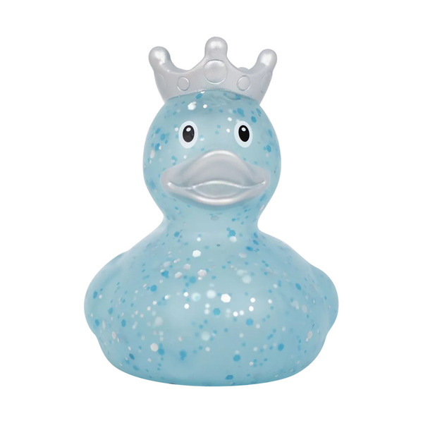 Canard de bain paillettes avec couronne bleu