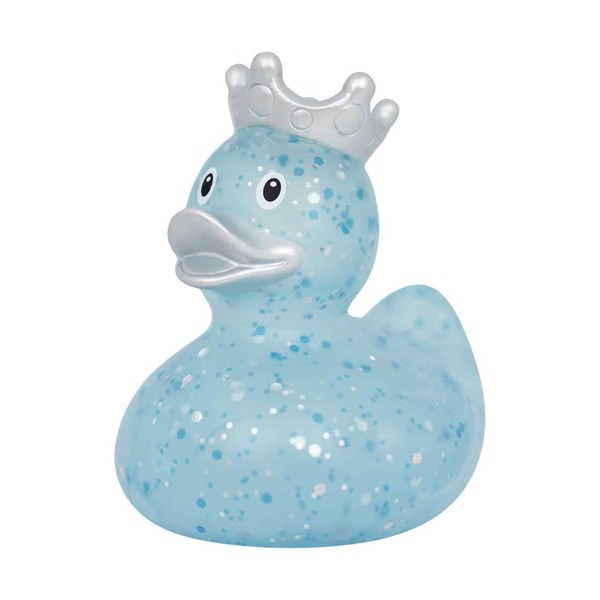 Canard de bain paillettes avec couronne bleu