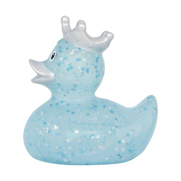 Canard de bain paillettes avec couronne bleu