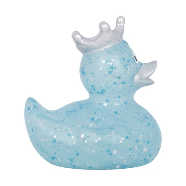 Canard de bain paillettes avec couronne bleu
