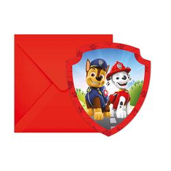 6 cartes d'invitation Pat'patrouille + enveloppes