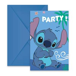6 cartes d'invitation Stitch + enveloppes