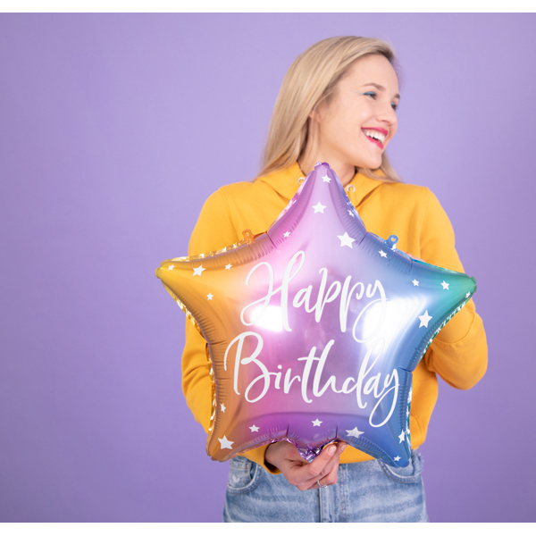 Ballon feuille Happy Birthday - 40 cm
