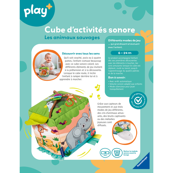 Mon cube d activités sonore les animaux sauvages - Play +