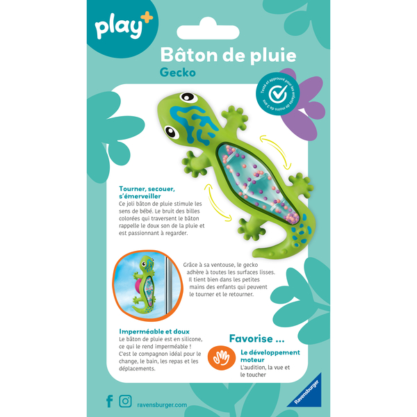 Bâton de pluie en silicone Gecko avec ventouse - Play +
