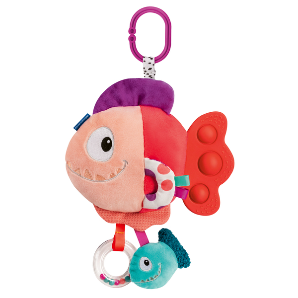 Peluche d éveil Pop It Piranha rouge avec accroche - Play + 