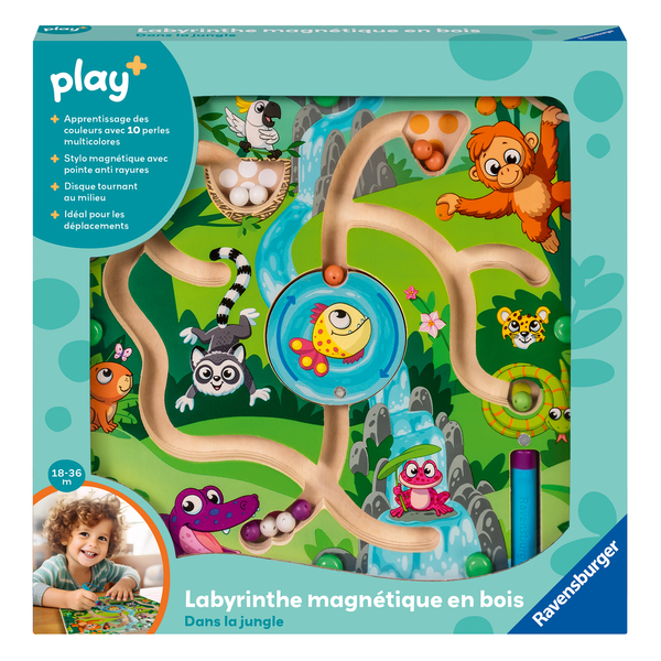 Labyrinthe magnétique en bois Dans la jungle -  Play +